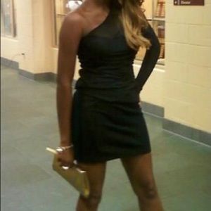 One Shoulder Mini Black Dress